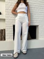 Korsaj Kemer Beyaz Pantolon